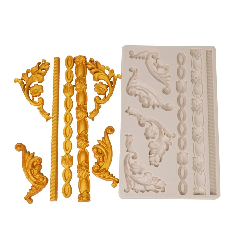 

New Silicone Mold Baroque Relief Frame 3D Panel Lace Trim Clay Mold Designer DIY Modeling Plaster Casting Resin Mold Silicone