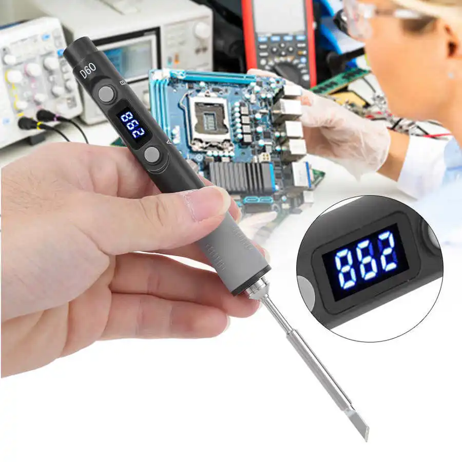 

SQ-D60 60W Digital Soldering Iron Station DC12-24V Type-C Interface 100-400 Adjustable Temperature Electric Soldering Irons