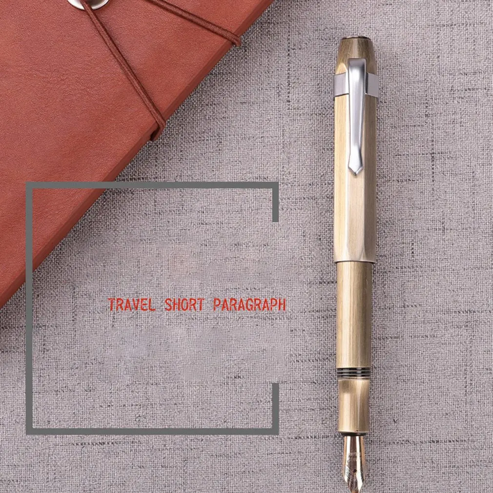 Ручка перьевая медная в ретро стиле короткая восьмиугольная ручка с карманом