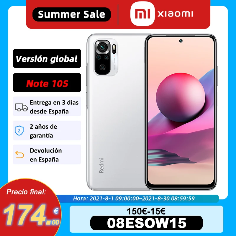 Смартфон Xiaomi Redmi Note 10S 6 + 64/128 ГБ 64 мп 5000 мА · ч 33 Вт 43 дюйма|Смартфоны| |