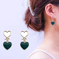2021 trend green heart korean earrings for women girls acrylic dangle earrings party daily wedding fashion jewelry gifts