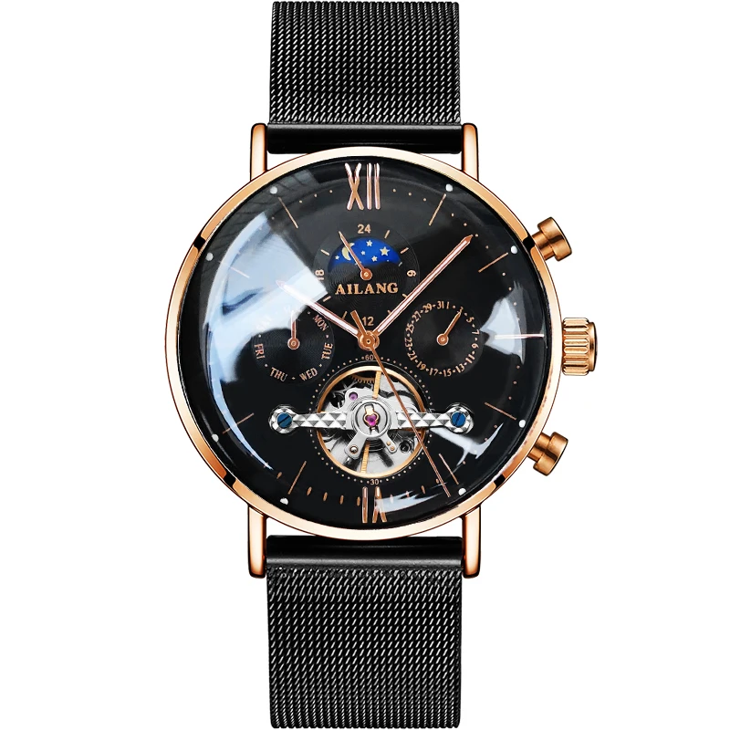 

AILANG Fashion Men's Watch Tourbillon Automatic Watches New Design Moon Phase Wristwatches Waterproof Business montre homme
