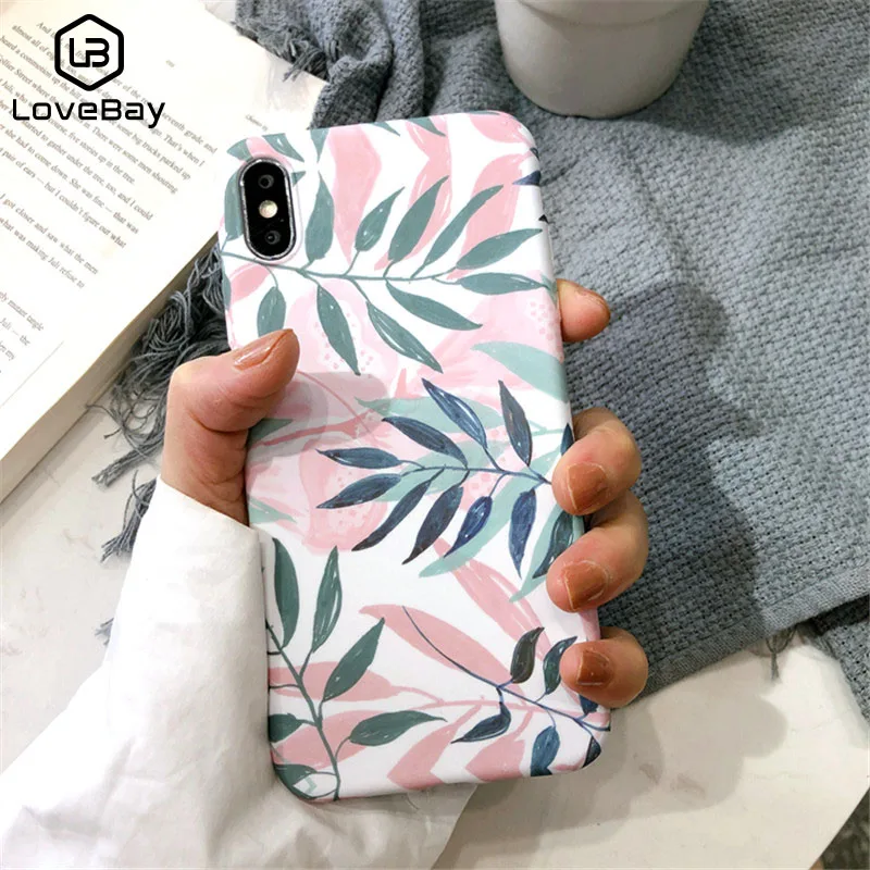 Lovebay чехол для телефона для iPhone 6, 6s, 7, 8 Plus, X, XR, XS, Max, 5, 5S, SE, мультяшный лист, цветок, геометрическая форма, ананас, Жесткий Чехол для iPhone X