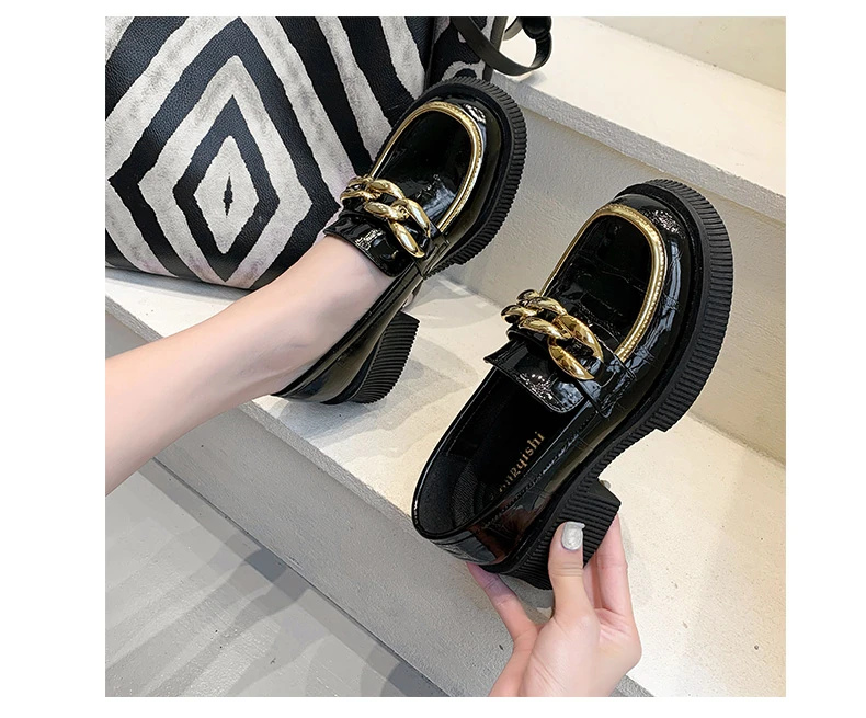 

Туфли женские на толстом каблуке, маленькие кожаные лоферы, британская подошва, модная обувь на платформе, Размеры 35-40