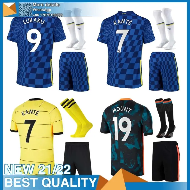 

2022 Football Shirt Men + Kids Kit 21 22 LUKAKU MOUNT PULISIC HAVERTZ KANTE WERNER CHELSEAES Adult Jerseys Child Sets Camiseta