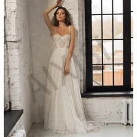 jasmine wedding dress sleeveless spaghetti strap a line simple bride vestido appliques lace pearls pure love robe de mari%c3%a9e