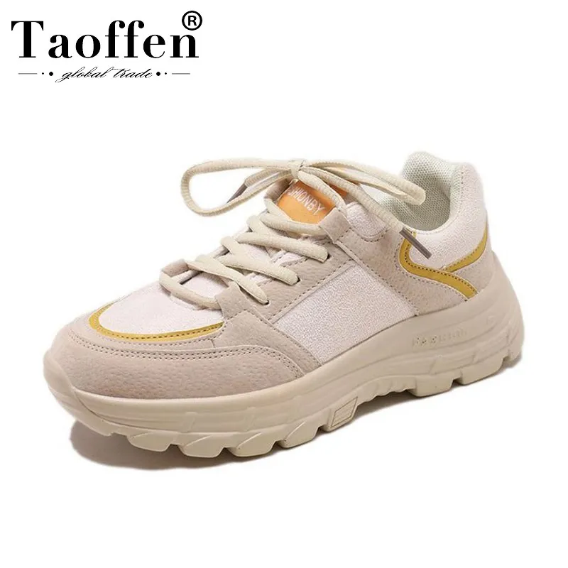 Taoffen/Женские повседневные кроссовки замшевая обувь для отдыха на толстой подошве