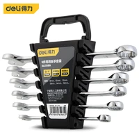 deli a set of 6 pcs 8 15mm ratcheting box combination popular wrenches for car repair ring spanner mirror reflection hand tools