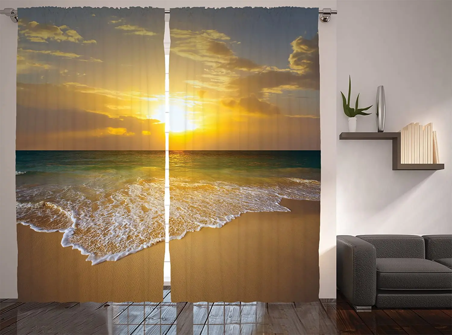 Шторы для украшения океана гостиной длинные тонкие шторы спокойные морские