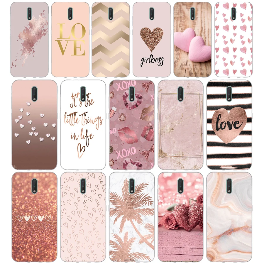 365FG Gold Rose Love heart gift Soft Silicone Tpu Cover phon