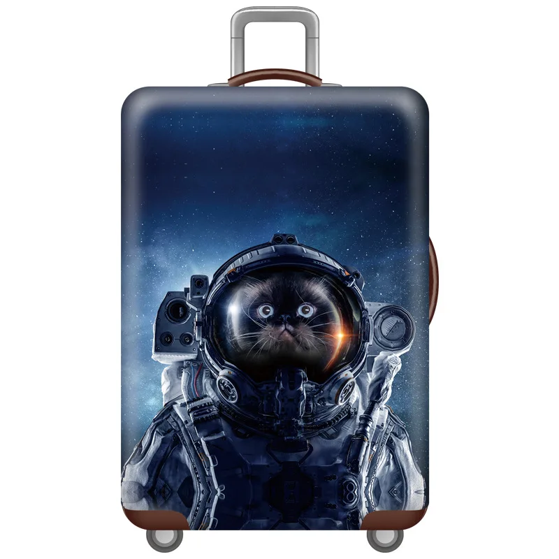 Space cat RUPUTIN толстый 3D дорожный костюм чехол защитный чехол на чемодан чехол Эластичный Чемодан пылезащитный чехол для 18~ 32 пароль коробка чехлы - Цвет: Space cat