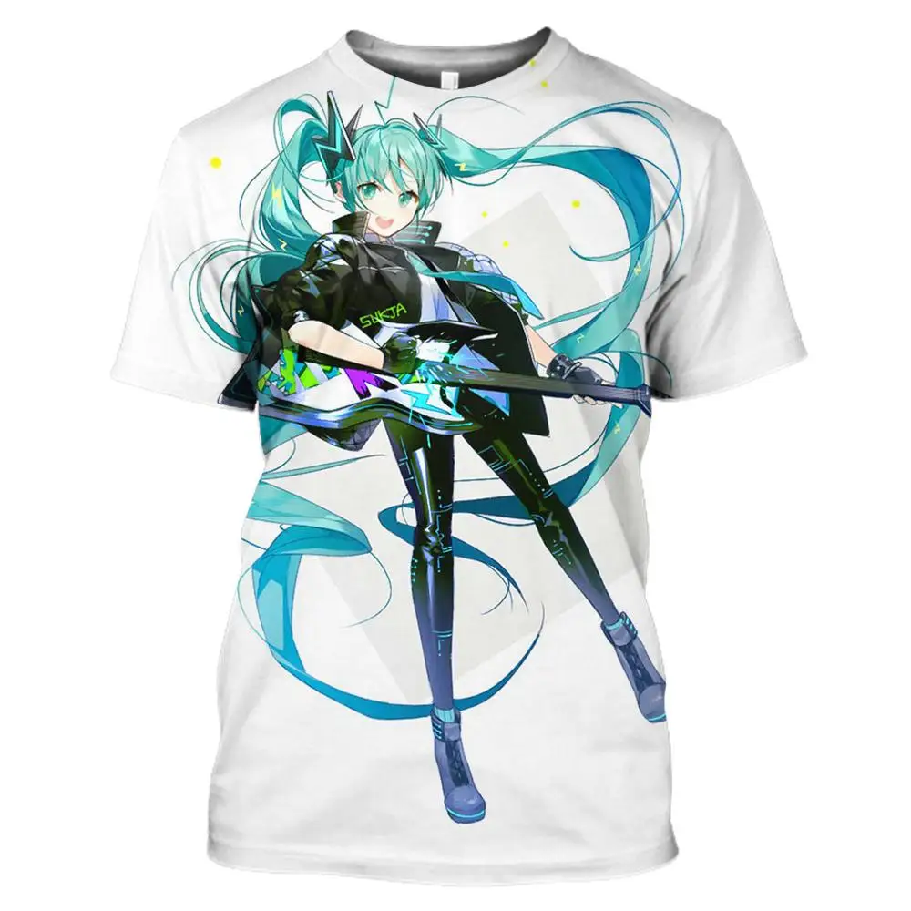 2019 Новая повседневная футболка femme Hatsune Miku одежда с короткими рукавами и 3D принтом