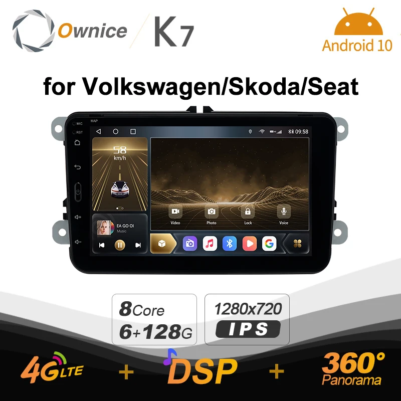 Автомагнитола K7 Ownice 6G + 128G Android 10 0 для VW Skoda PASSAT Golf Tiguan SEAT мультимедийный DVD 4G LTE GPS Navi