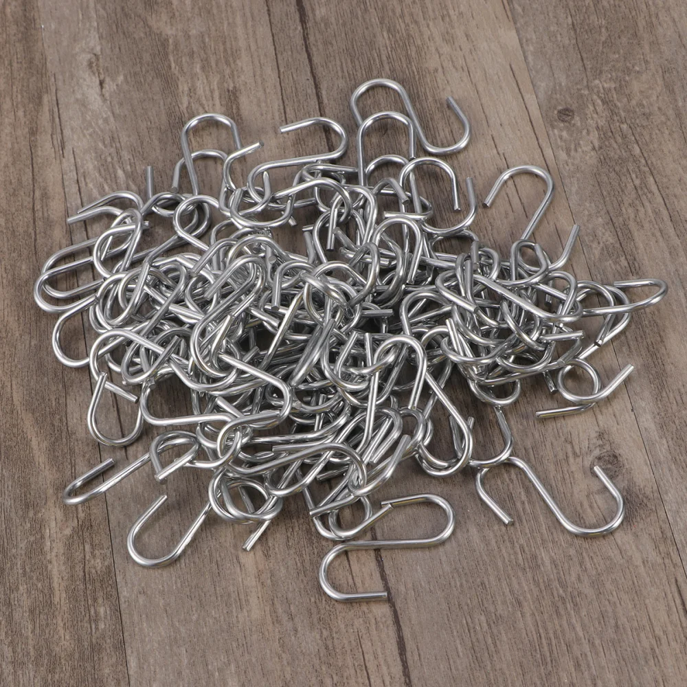 

100 Pcs Heavy Duty Stainless Steel Shaped Hooks Kitchen Spoon Pan Pot Utensils Hangers Clasp Over The Door Closet Clothes Rack