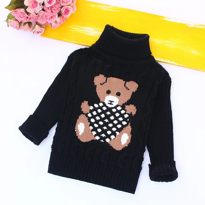 bear-black Осенне-зимний свитер верхняя одежда для маленьких детей вязаный пуловер для мальчиков и девочек свитер для малышей весенняя одежда для детей 2, 3, 4, 6 лет - Цвет: bear-black