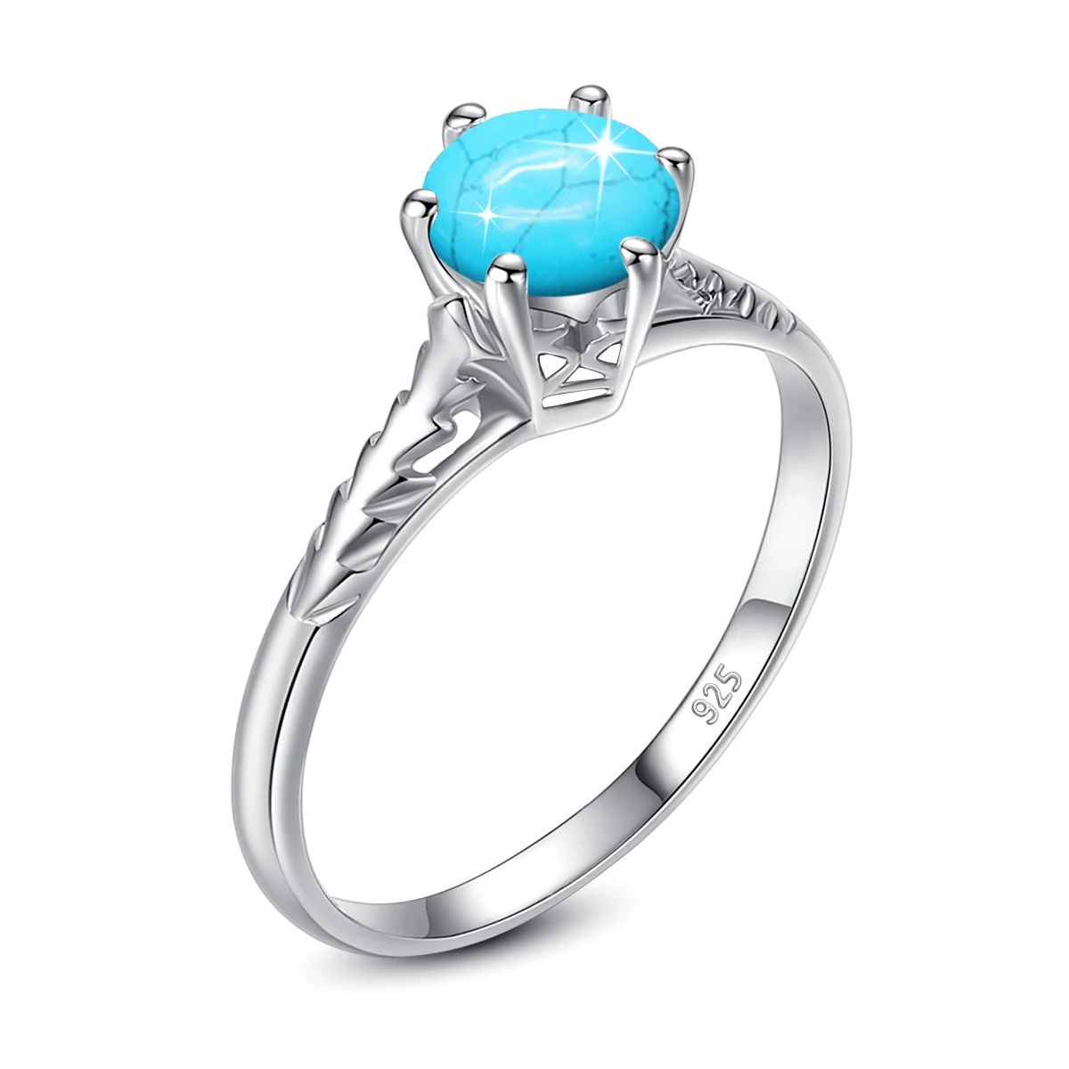 

Szjinao Silver 925 Real 6 Claws Turquoise Rings For Women Designer Jewelry Vintage Wedding Party Anniversary Gift To Wife Hot