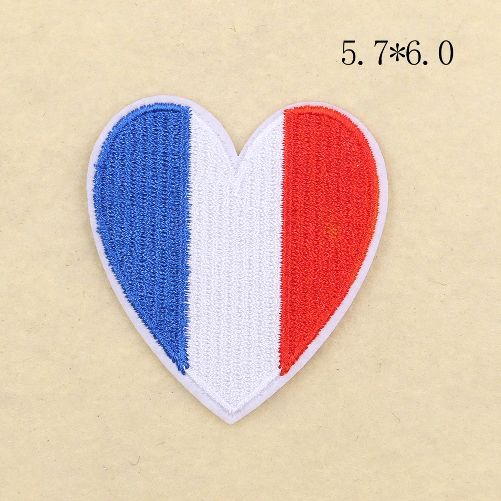 

2PCS France Flag Badges Patches Love Peace Patch Iron on Transfers for Clothing Embroidery Applique DIY Apparel Sewing Fabric