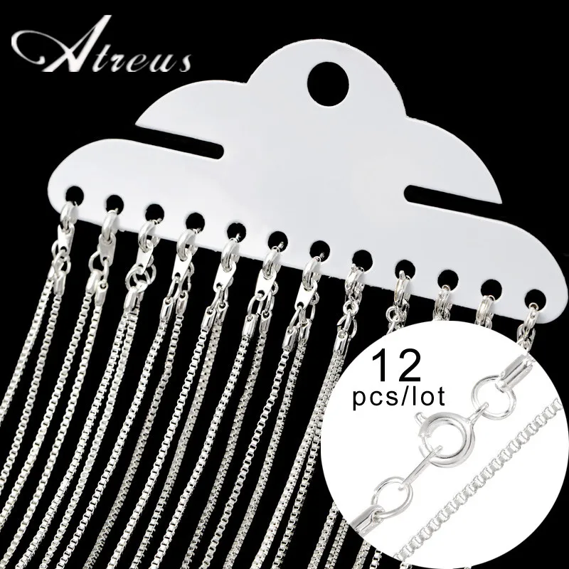 

Round Clasp 12Pcs/Pack 49cm Silver Plated Box Chain For Women DIY Making Necklace Jewelry Findings Accessories Wholesale