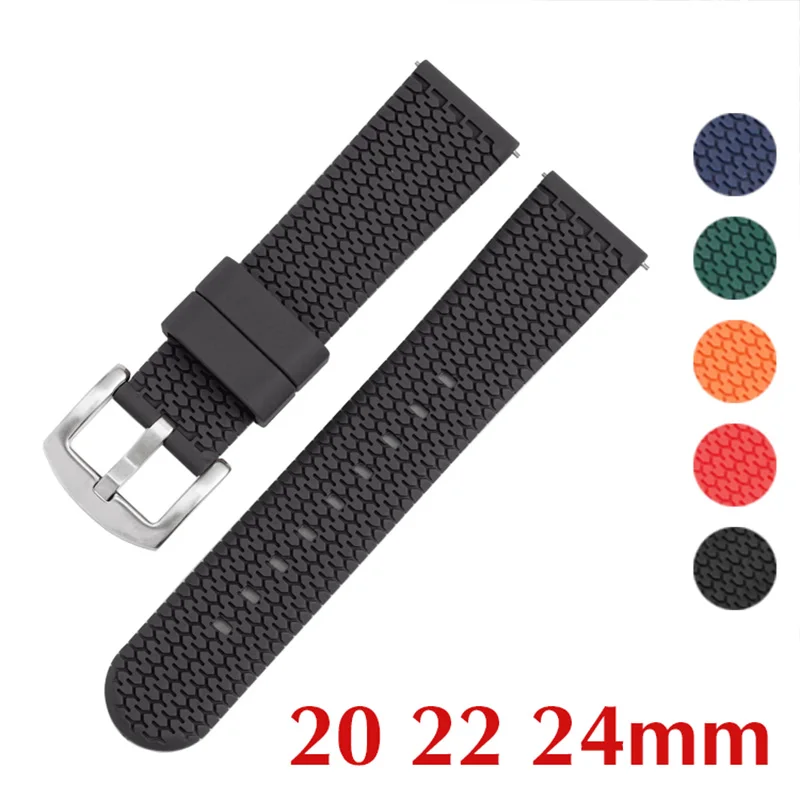 

Rubber Strap 20mm 22mm 24mm for Galaxy Watch 3 41mm 45mm Smart Watch Band for Huawei GT2 Amazfit GTR Replacement Bracelet
