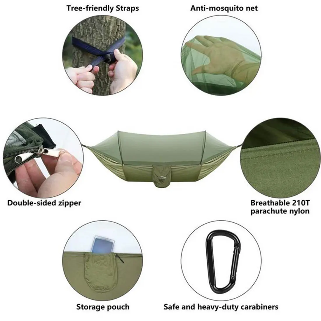 

Camping Hammock with Mosquito VOutdoor Parachute Hammocks Net Pop-Up Light Swing Sleeping Hammock Portable Stuff