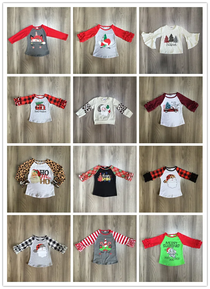 Рождественская одежда для маленьких девочек рубашка с изображением дерева