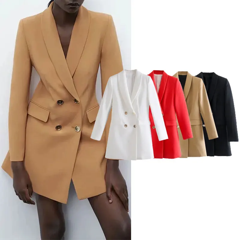 

PPYQYKX Za Blazer Women's Jacket 2021 Fall Fashion Multicolor Long Office Casual Blazer Retro Ladies Long Sleeve Jacket Chic Top