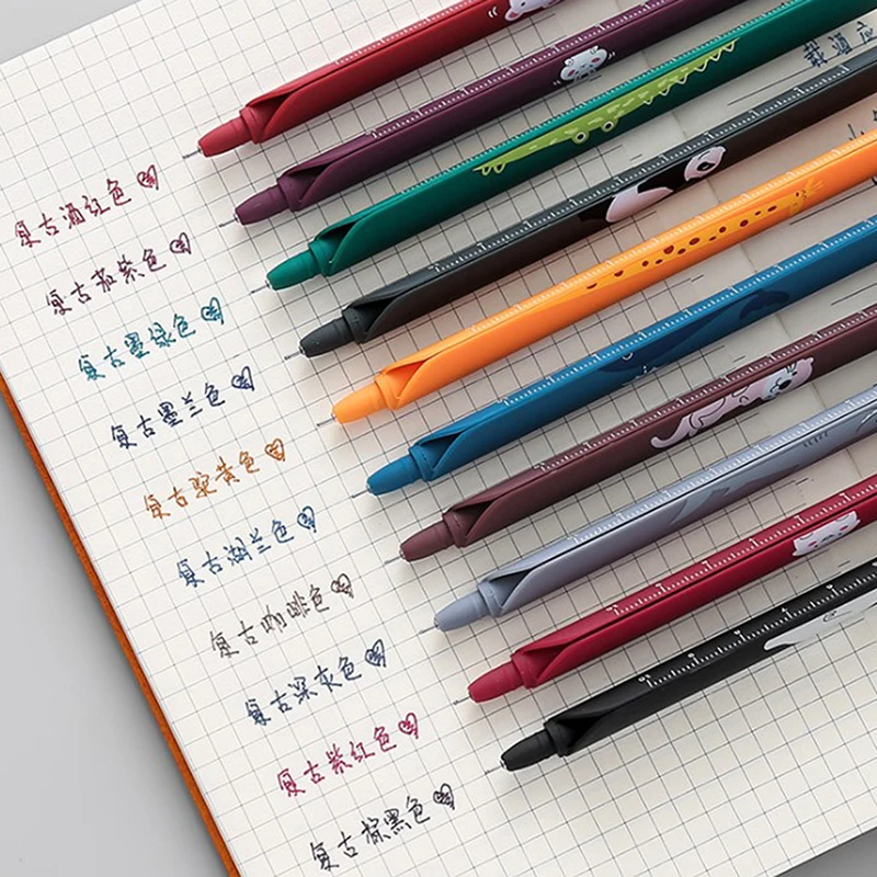 

1 шт. 0,5 мм 3 в 1 многофункциональная цветная гелевая ручка в стиле ретро, линейка, ручка-закладка