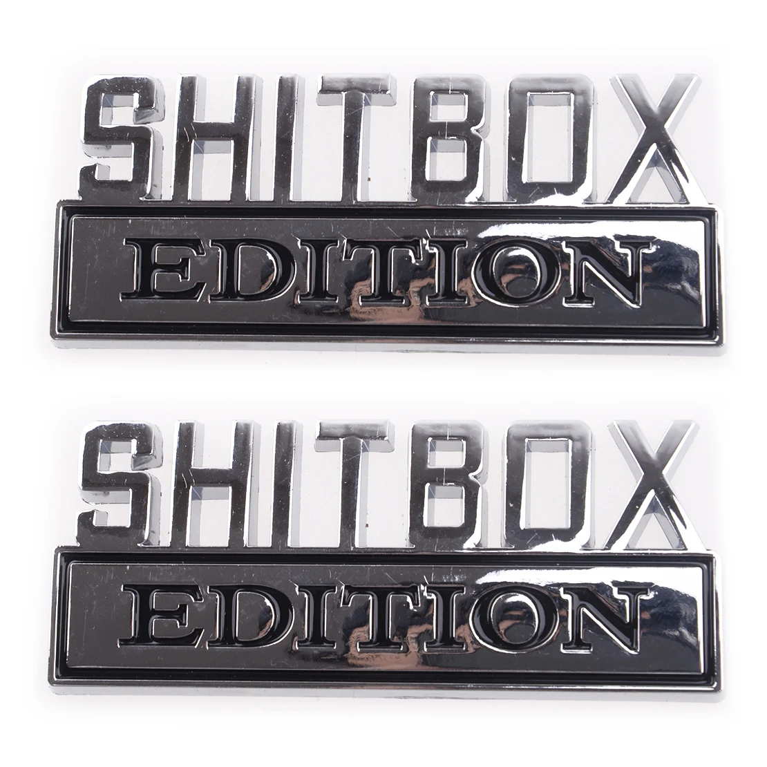 

Beler 2 шт. снаружи Shitbox издание эмблемы значки-наклейки логотипы для Универсальный автомобилей для укладки волос