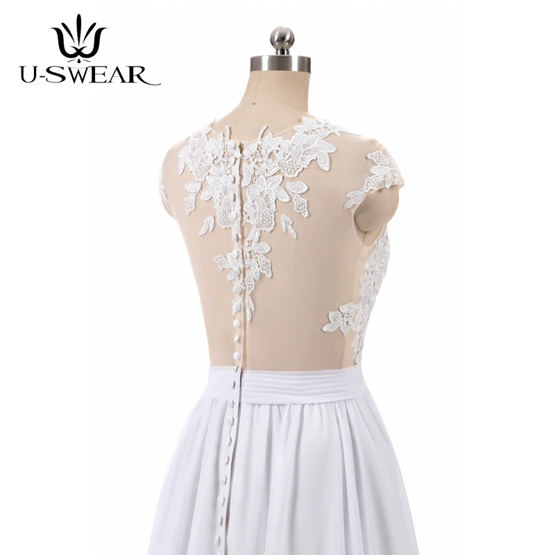Elegant A Line Side Slit Lace Applique Chiffon Large Size Wedding Bridal Gown Beach Dresses Vestidos De Novia | Свадьбы и торжества