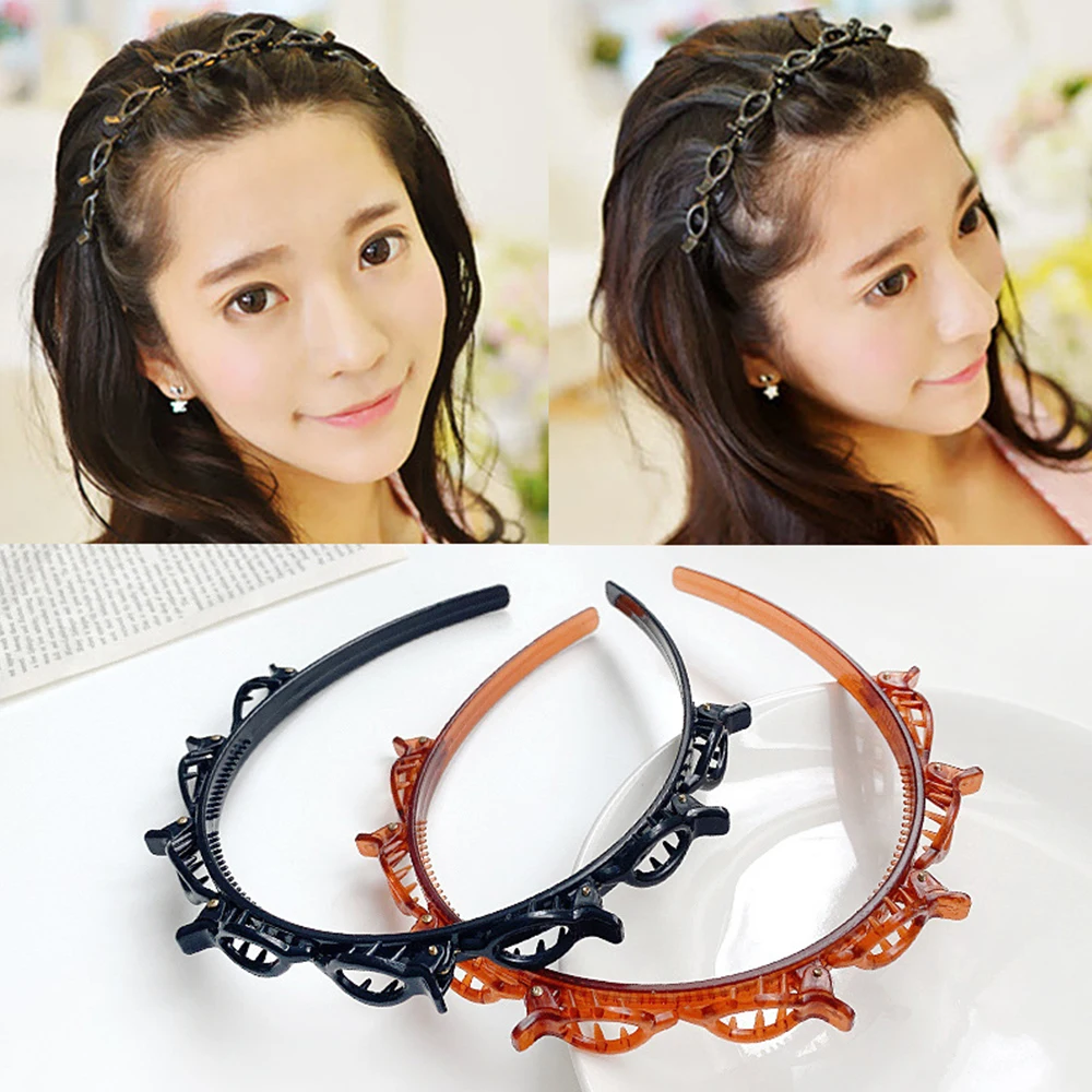 

New Double Bangs Hairstyle Hair Clips Hairpin Head Hoop Twist Plait Clip Front Hairclips Hair Hoop Women Headband Headwear