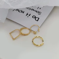 origin summer vintage 4pcs irregular geometric ring for women textured open adjustable gold metallic index finger ring jewellery