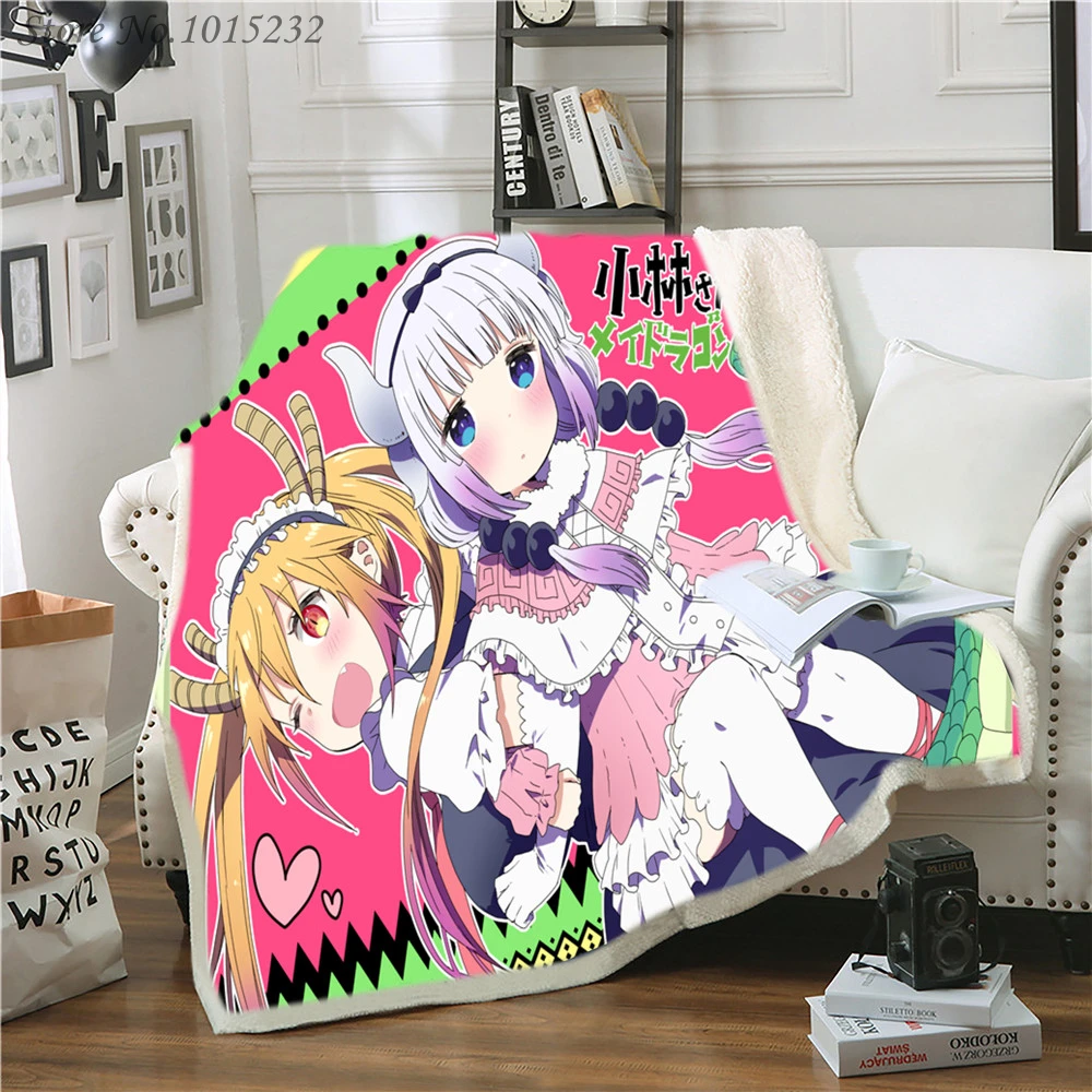 

Anime Miss Kobayashi's Dragon Maid Funny Character Blanket 3D Print Sherpa Blanket on Bed Home Textiles Dreamlike Style 04