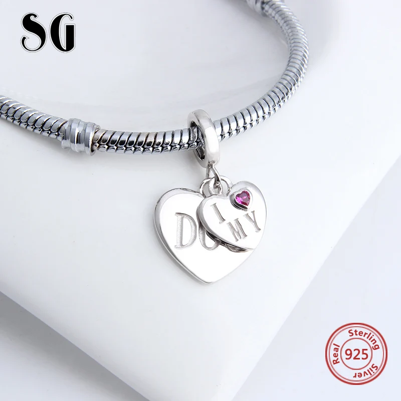 High Quality Charm I love my dog Heart Bead Silver 925 Beads Fit Authentic Europe Bracelets DIY Pendant Jewelry For Women Gift | Украшения