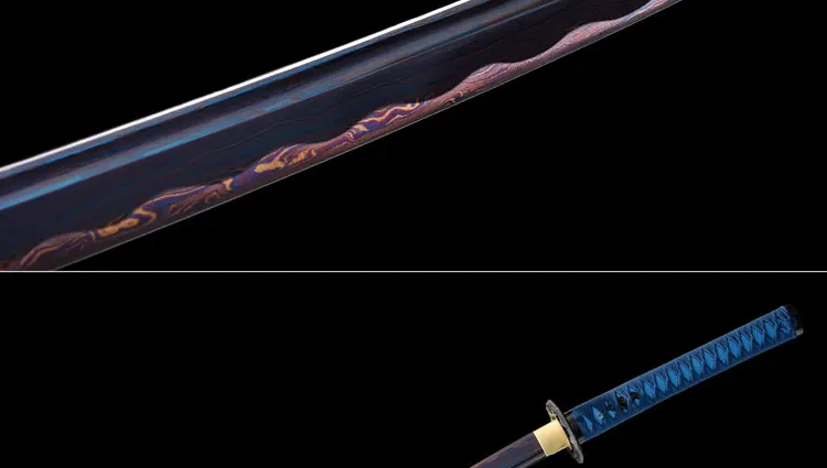 Handmade Carbon steel Japanese Samurai Katana sword full tang sharpened New Folded steel blue Blade Japanese Samurai Katana