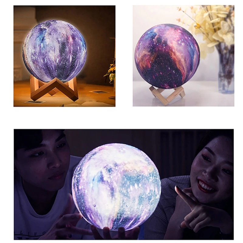 

New Arrival 3D Print Star Moon Lamp Colorful Change Touch Home Decor Creative Gift Usb Led Night Light Lamp