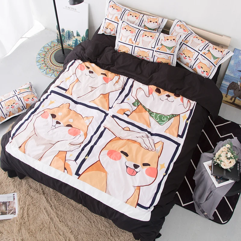 

Cute Shiba Inu Soft Bedding Set Pets Dog Queen Duvet Cover Sets Adults/Kids Twin King cartoon new Luxury fashion 3D Bedclothes