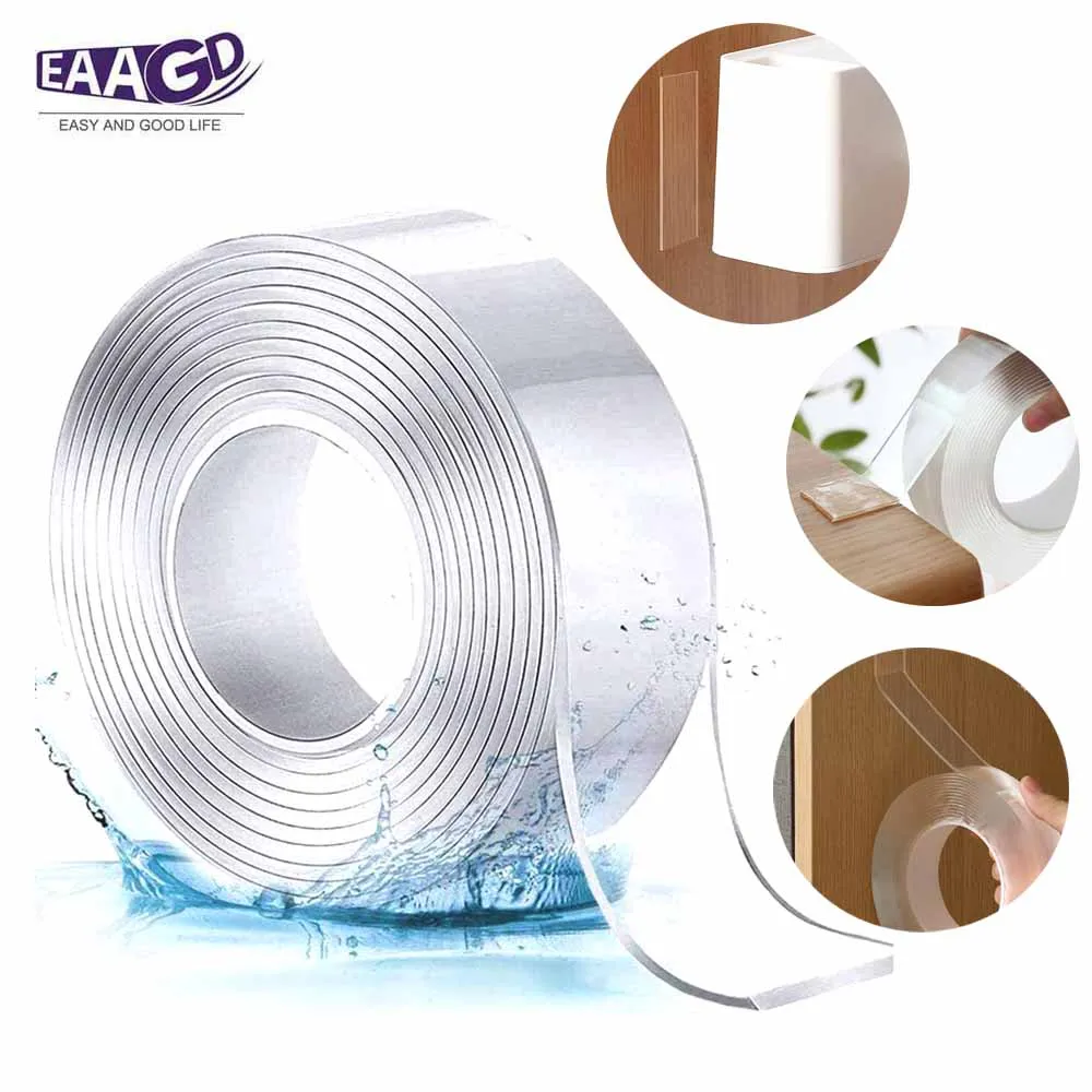 Многоразовая моющаяся нано двусторонняя клейкая лента прозрачная