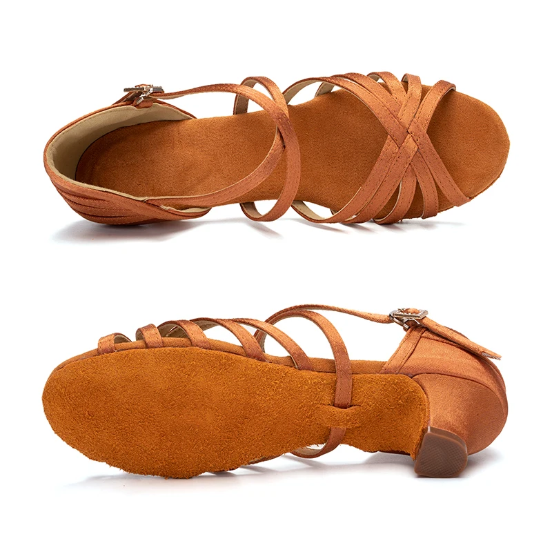 DKZSYIM Latin Dance Shoes Women Middle heel Dance Shoes Soft Bottom Ladies Tango Dance Shoes Girls Salsa Ballroom Shoes 4cm heel
