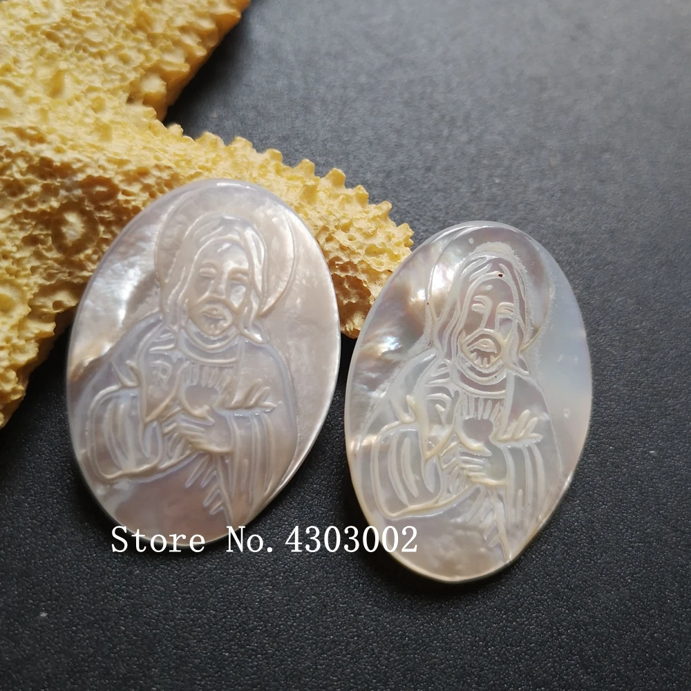 Шт./Лот 18x25 мм натуральное овальное Священное Сердце Иисуса Перламутровые Бусины