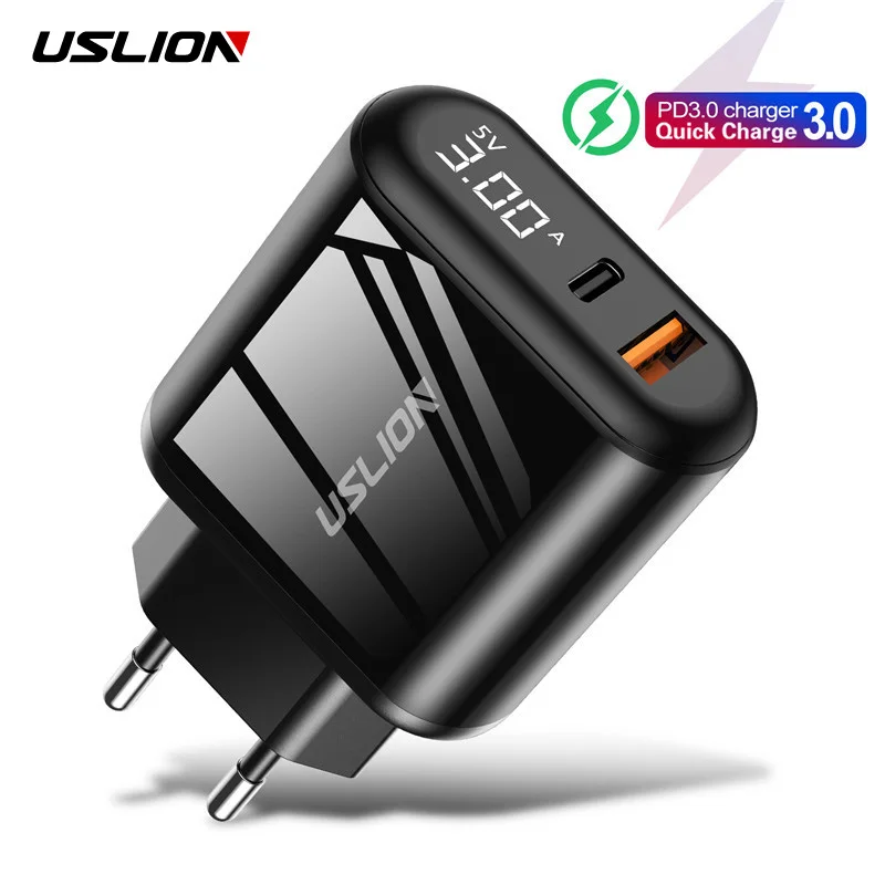 USB зарядное устройство USLION 3 0 PD Type C быстрая зарядка для Haawei Xiaomi Samsung iPhone 11 X Tablet QC