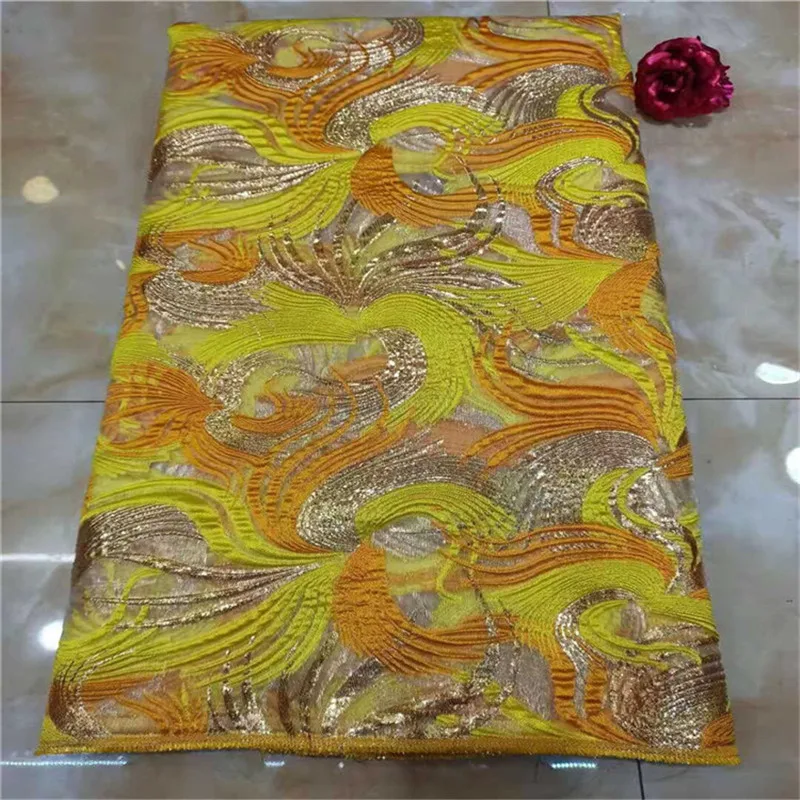 Органза розовая африканская кружевная ткань 2020 желтая Высококачественная