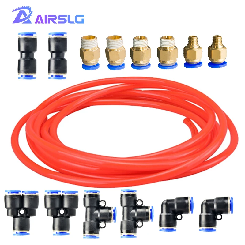 

10 м шланг пневмопривода pu трубы 6*4 мм воздушная трубка для компрессора воздушный шланг инструмент PU трубки комплект синий оранжевый прозрач...