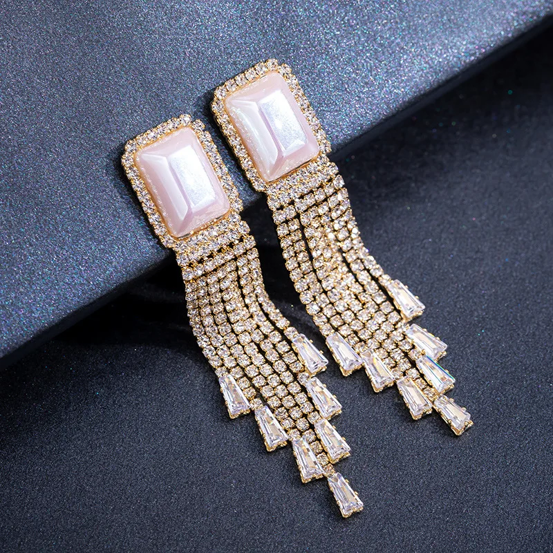 

New Tassel Earrings For Women Statement Shinning Rhinestones Long Earings Fashion Jewelry Wholesale