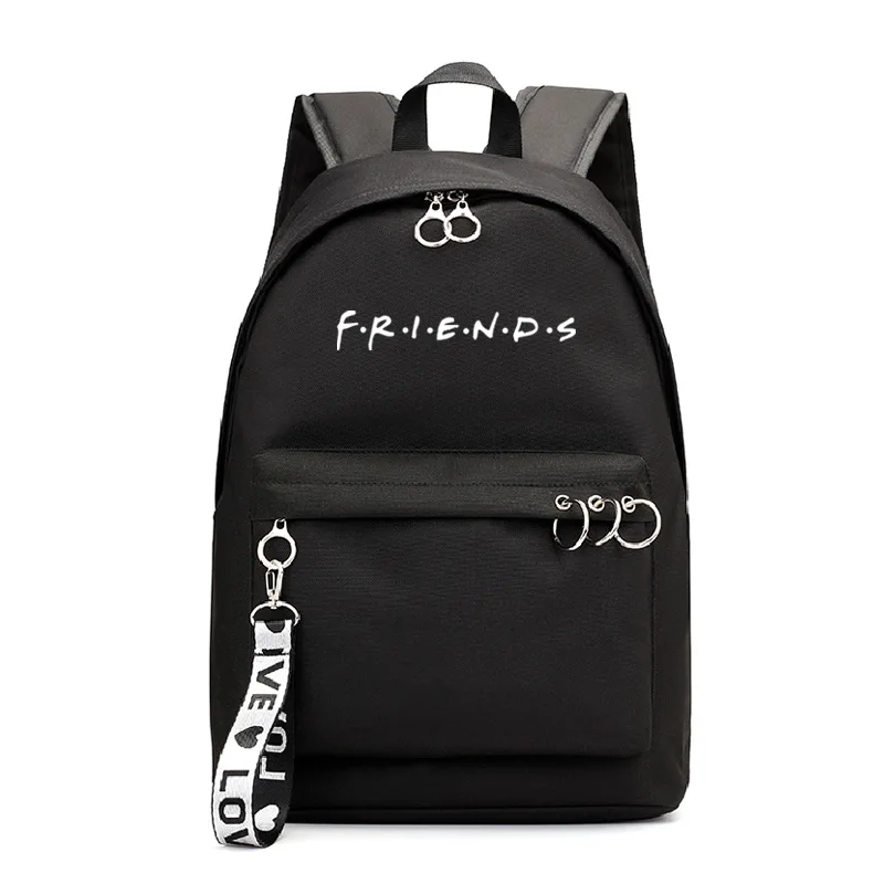 

Friends Backpack Fans Pink School Bags Fashion Mochila Travel Bag Black Zipper Bagpacks Boys Girls Rucksack Students Schoolbag