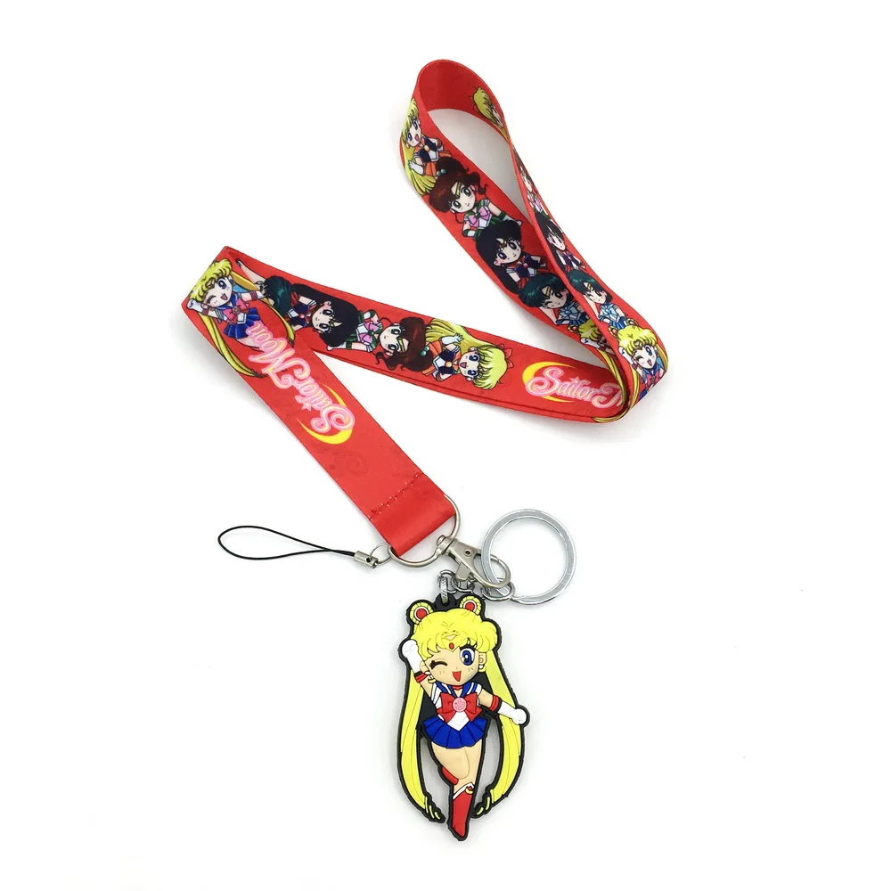 Сейлор Мун Ремешок ID карта Мобильный телефон шейный ремешок милый мягкий Glu