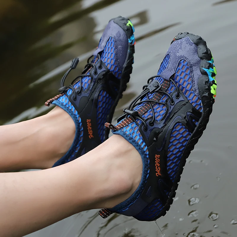 Hiking Shoes Men Elastic Outdoor Climbing Trekking Jogging Sneaker Waterproof Bending Resistance Upstream Women Water Shoe Soft