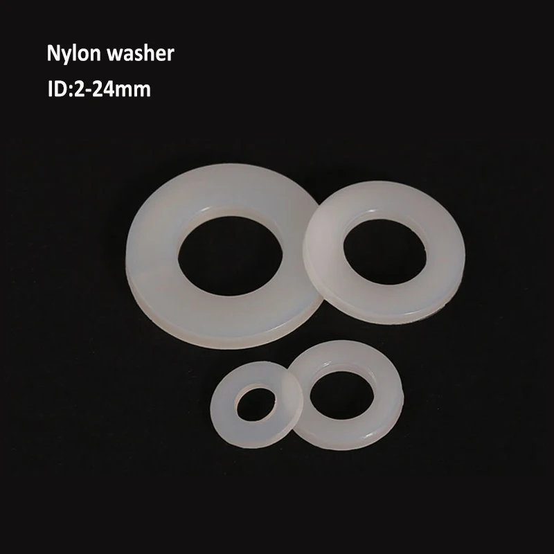 

White Nylon Plastic Flat Washer Plane Spacer Insulation Seals Gasket Ring M2 M2.5 M3 M4 M5 M6 M8 M10 M12 M14 M16 M18 M20 M24