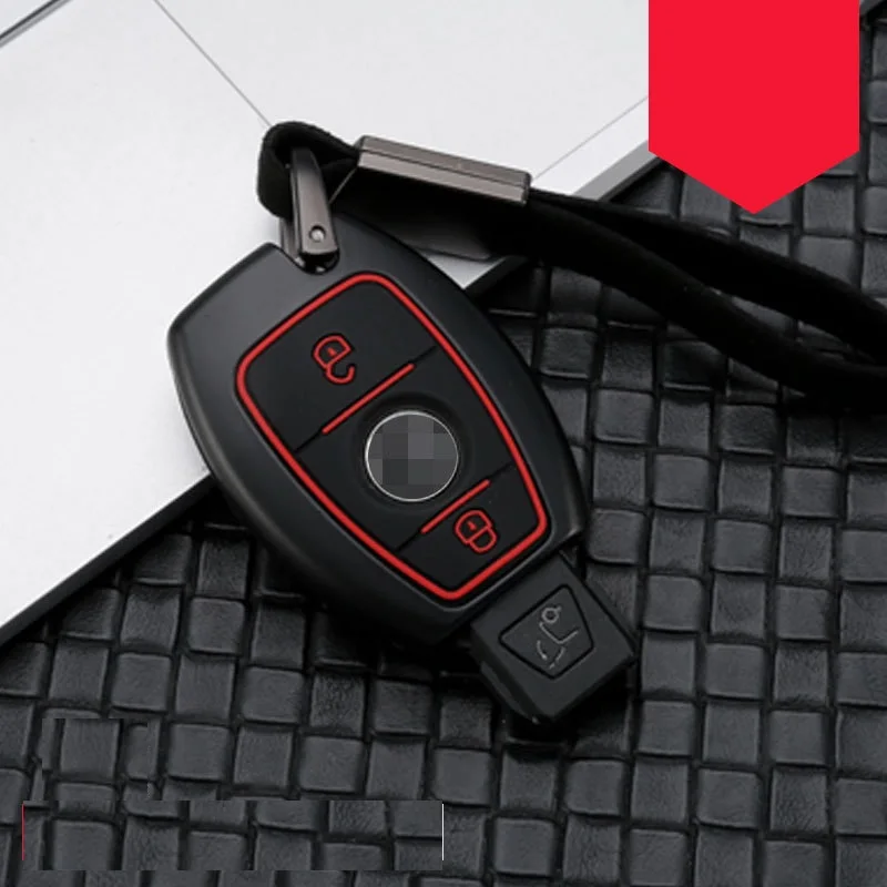 2button black red Чехол для ключей из углеродного волокна, защитный чехол для ключей, держатель для Mercedes benz A B R G Class GLK GLA w204 W251 W463 W176 - Название цвета: 2button black red