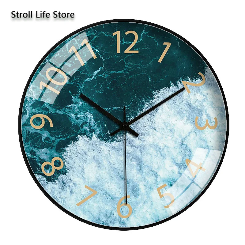 Large Moedrn Wall Clock Gold Silent Living Room Creative Sea Art Quartz Kitchen Clocks Watch Home Decor Gift FZ827 | Дом и сад