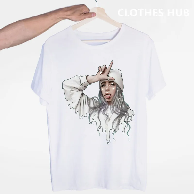 Billie Eilish футболка с круглым вырезом и короткими рукавами Летняя Повседневная модная футболка унисекс для мужчин и женщин - Цвет: Бирюзовый